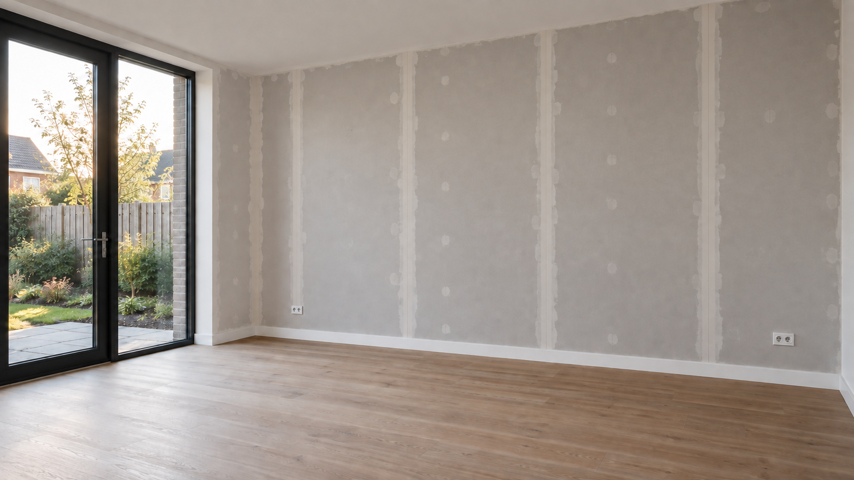 Fotorealistische ontwerpvisualisatie van onafgewerkte wanden